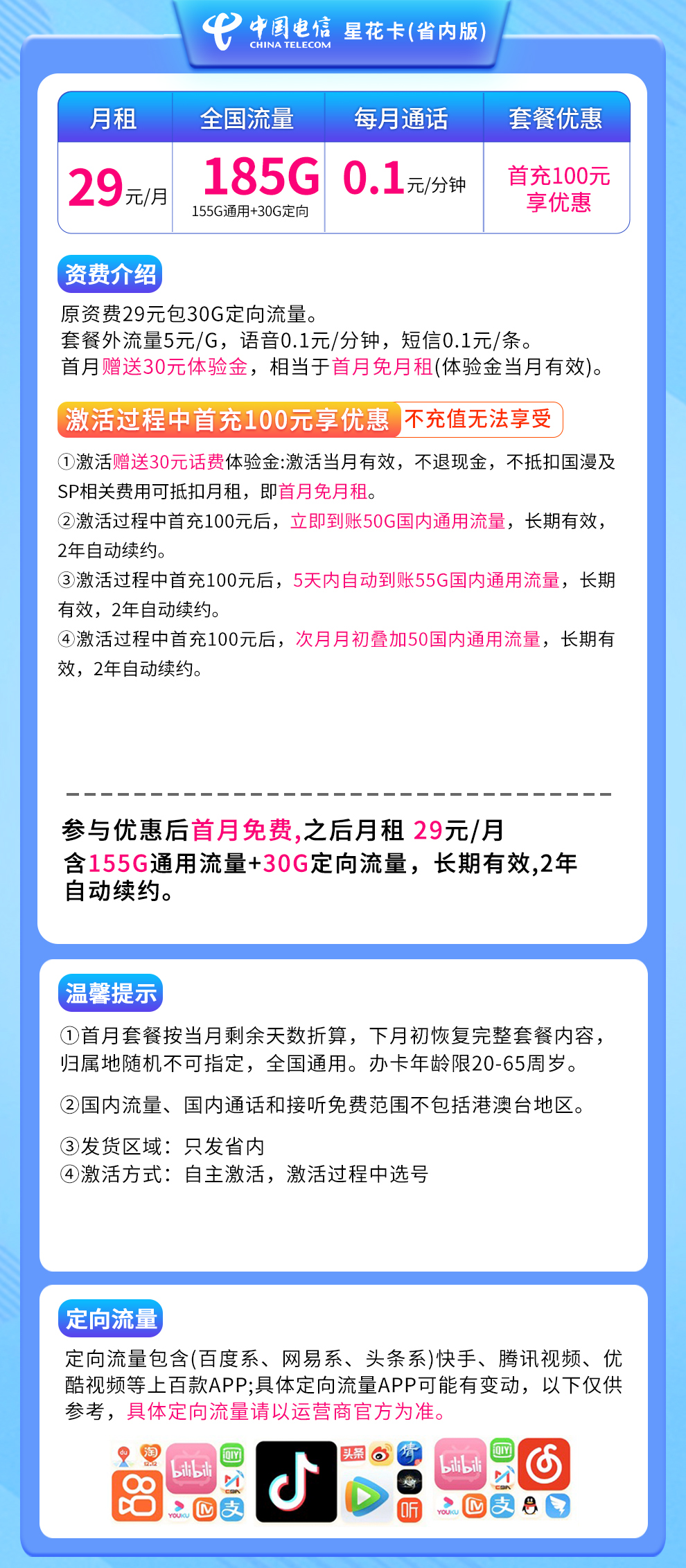 湖北电信9.9元10g短信代码